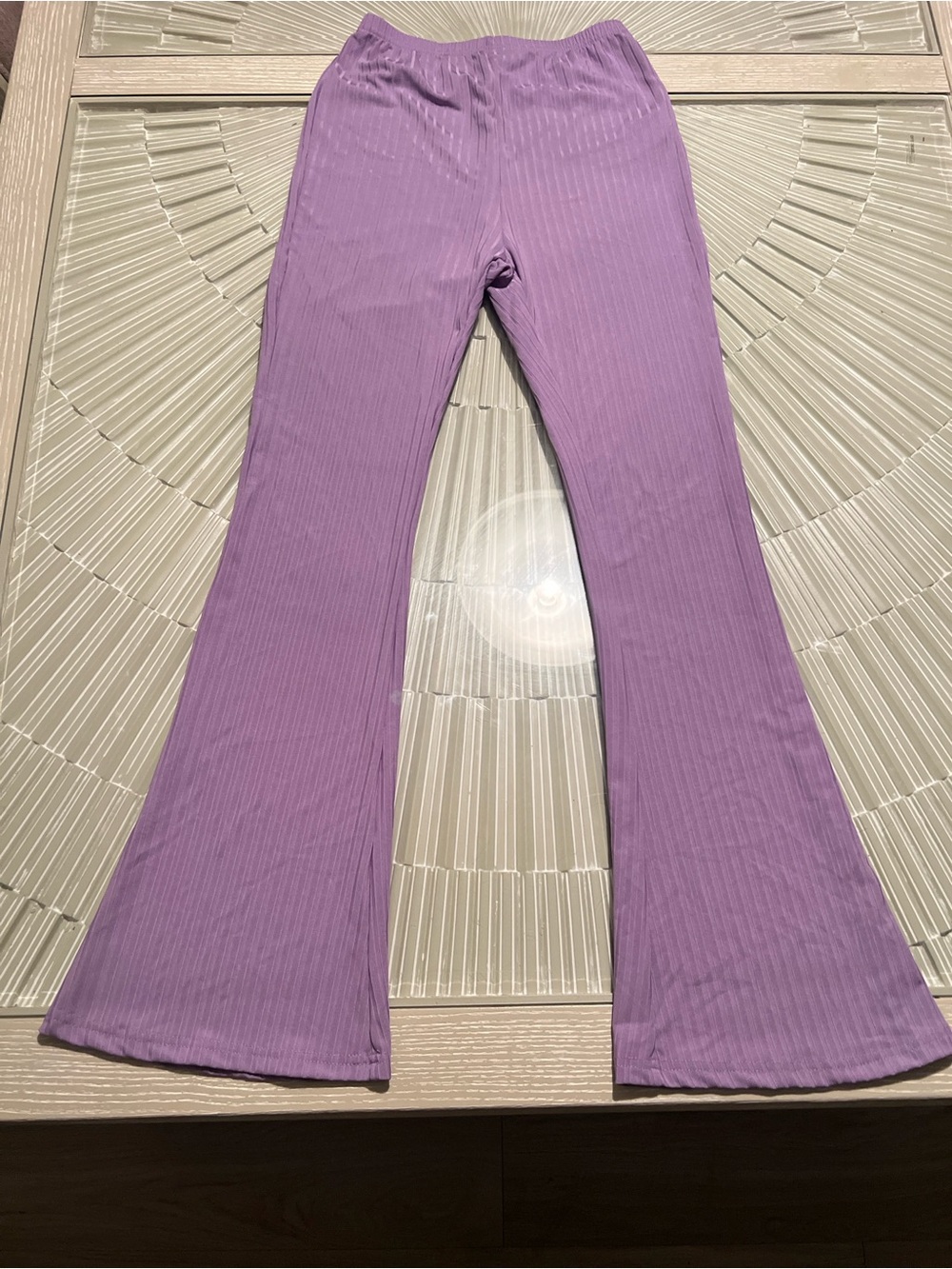 SHEIN Lavender Ribbed Flare Leggings
